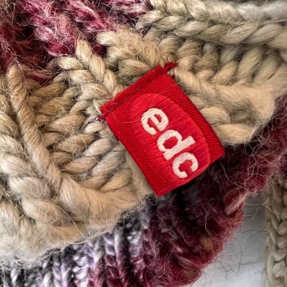 EDC by Esprit Sweater Womens Size M/8 Colorful Neutral Wool Blend Shawl Neckline - Picture 6 of 16